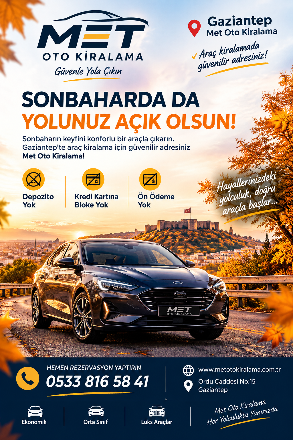 Gaziantep Araç Kiralama ile Sonbahar Yolculukları Met Oto Kiralama